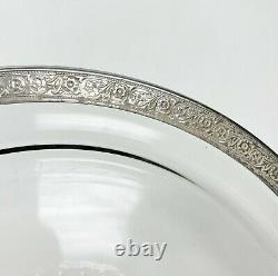 12 American Sterling Silver Overlay Glass Dessert Plates + 1 Large Serving Plate