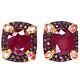 12 X 13 Mm Oval With Round Red Heated Ruby & Pink Tourmaline Earrings 925 Silver