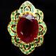 13 X 17 Mm. Oval Red Heated Ruby & Green Unheated Emerald Ring 925 Silver