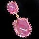 13 X 17 Mm. Pink Heated Ruby With Sapphire Pendant 925 Sterling Silver