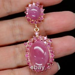 13 X 17 MM. Pink Heated Ruby With Sapphire Pendant 925 Sterling Silver