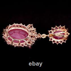 13 X 17 MM. Pink Heated Ruby With Sapphire Pendant 925 Sterling Silver