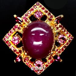 14 X 17 MM. Red Heated Ruby & Pink Unheated Tourmaline Ring 925 Silver
