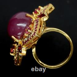 14 X 17 MM. Red Heated Ruby & Pink Unheated Tourmaline Ring 925 Silver