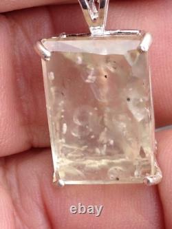 15 ct. Faceted LIBYAN DESERT GLASS Sterling Silver Pendent EDG / LDG