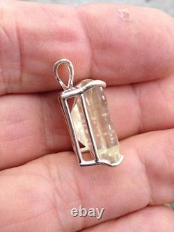 15 ct. Faceted LIBYAN DESERT GLASS Sterling Silver Pendent EDG / LDG