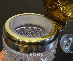 1800's Antique STERLING SILVER English CUT GLASS Bath Salts DRESSER JAR
