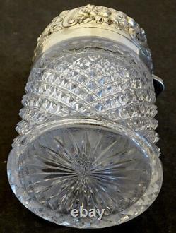 1800's Antique STERLING SILVER English CUT GLASS Bath Salts DRESSER JAR