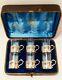 1890 Cased Set Of 6 Sterling Silver & Glass Whiskey Tots Atkin Brothers
