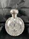 1890 London Brockwell Sterling Silver Repousse&cut Glass Large Cologne Bottle