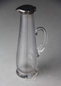 1894 Hukin & Heath Ltd Sterling Silver Lidded Threaded Glass Whisky Noggin Rare