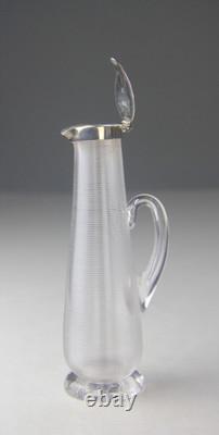 1894 Hukin & Heath Ltd Sterling Silver Lidded Threaded Glass Whisky Noggin Rare
