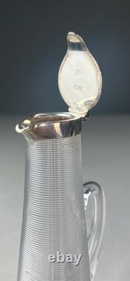 1894 Hukin & Heath Ltd Sterling Silver Lidded Threaded Glass Whisky Noggin Rare