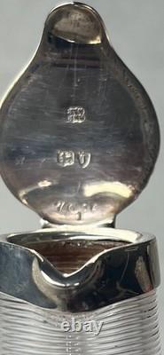 1894 Hukin & Heath Ltd Sterling Silver Lidded Threaded Glass Whisky Noggin Rare