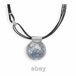 18 Multistrand Leather with Roman Glass Necklace 925 Sterling Silver