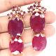 18 X 24 Mm. Oval With Pear Red Heated-ruby & Zircon Earrings 925 Sterling Silver