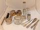 18pc Sterling Silver Vanity Set Withbrushes, Glass Jars, Glove Stretcher, 322g +