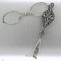 1900's Antique Art Nouveau Sterling Silver Lorgnette Glasses