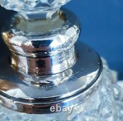 1903 Sterling Silver Scent Bottles Cut Glass Antique Pair English Edwardian