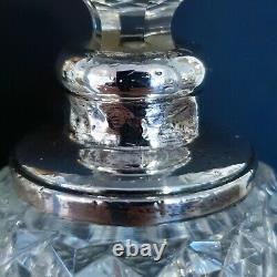 1903 Sterling Silver Scent Bottles Cut Glass Antique Pair English Edwardian