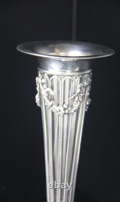 1907 J. B & Co. Birmingham Weighted Sterling Silver Vase with Glass Liner with Mono