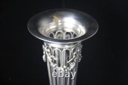 1907 J. B & Co. Birmingham Weighted Sterling Silver Vase with Glass Liner with Mono