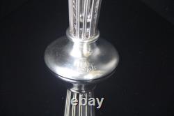 1907 J. B & Co. Birmingham Weighted Sterling Silver Vase with Glass Liner with Mono