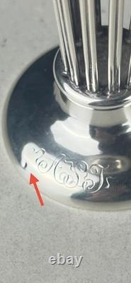 1907 J. B & Co. Birmingham Weighted Sterling Silver Vase with Glass Liner with Mono