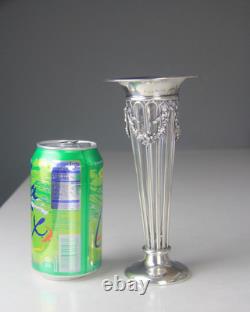1907 J. B & Co. Birmingham Weighted Sterling Silver Vase with Glass Liner with Mono
