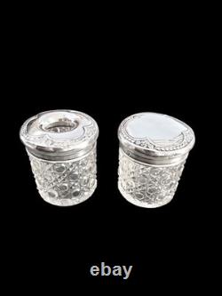 1912 Sterling Silver & Cut Glass Dressing Table Jar Set J&R Griffin Chester