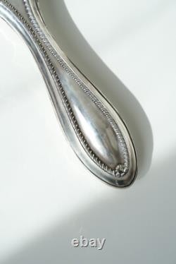 1917 Sterling Silver Hand Mirror Beaded Rim, Beveled Glass & Engraved Monogram