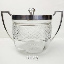 1919 James Deakin & Sons Sterling Silver 925 Cut Glass Biscuit Barrel, Sheffield