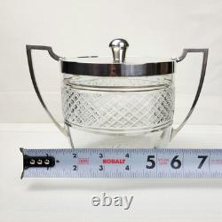 1919 James Deakin & Sons Sterling Silver 925 Cut Glass Biscuit Barrel, Sheffield