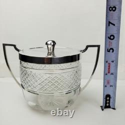 1919 James Deakin & Sons Sterling Silver 925 Cut Glass Biscuit Barrel, Sheffield
