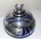 1920s Vintage Cobalt Blue Bowl And Lid With Sterling Silver Overlay