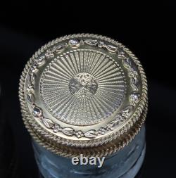 1927 English Sterling Silver Gilt Cut Frosted Glass Small Dresser Vanity Jar 3/3