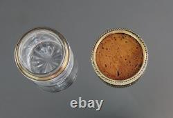 1927 English Sterling Silver Gilt Cut Frosted Glass Small Dresser Vanity Jar 3/3