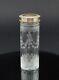 1927 English Sterling Silver Gilt Cut Glass 4.75 Tall Cylindrical Dresser Jar