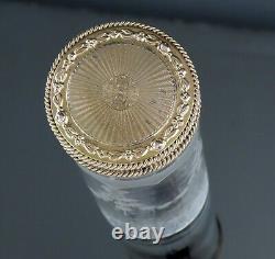 1927 English Sterling Silver Gilt Cut Glass 4.75 Tall Cylindrical Dresser Jar