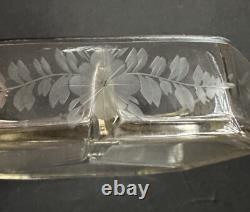 1930 Cambridge Elegant Glass Sterling Silver Inlay 3 Sections Candy Dish