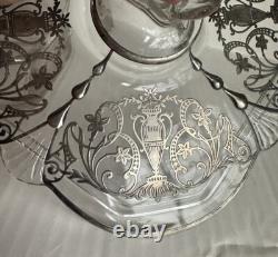 1930 Cambridge Elegant Glass Sterling Silver Inlay 3 Sections Candy Dish