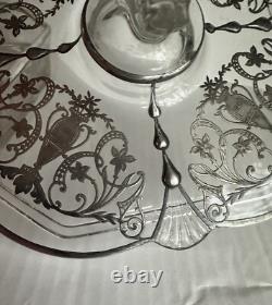 1930 Cambridge Elegant Glass Sterling Silver Inlay 3 Sections Candy Dish