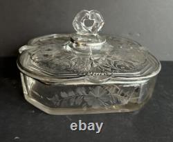 1930 Cambridge Elegant Glass Sterling Silver Inlay 3 Sections Candy Dish