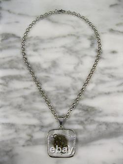 1960's SCANDINAVIAN MODERNIST STERLING SILVER ART GLASS BUBBLE PENDANT NECKLACE