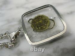 1960's SCANDINAVIAN MODERNIST STERLING SILVER ART GLASS BUBBLE PENDANT NECKLACE