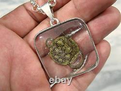 1960's SCANDINAVIAN MODERNIST STERLING SILVER ART GLASS BUBBLE PENDANT NECKLACE