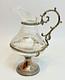 19c. Antique French Sterling Silver Cut Glass Religious Holy Communion Jug Cruet