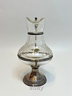 19c. Antique French Sterling Silver Cut Glass Religious Holy Communion Jug Cruet