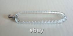 19th C. Cut Glass Lay-Down 4.5 Scent Bottle, Sterling Silver Top, c. 1890