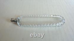 19th C. Cut Glass Lay-Down 4.5 Scent Bottle, Sterling Silver Top, c. 1890